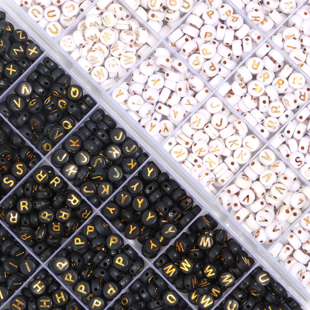 Jewelry Making Course - 1200pcs/box Acrylic Letter Beads Set English