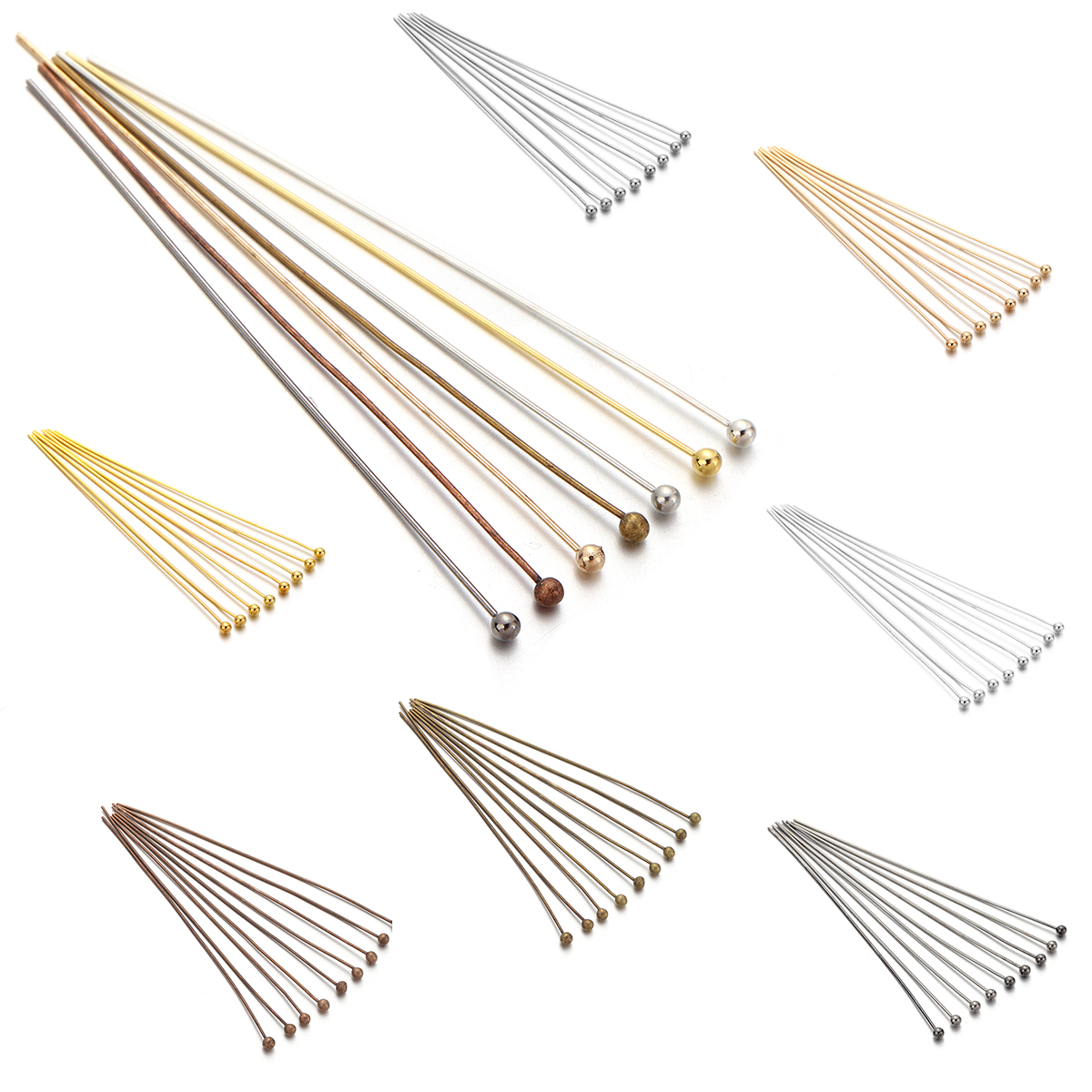 Jewelry Making Jig - 100/200pcs Copper Ball Head Pins Gold