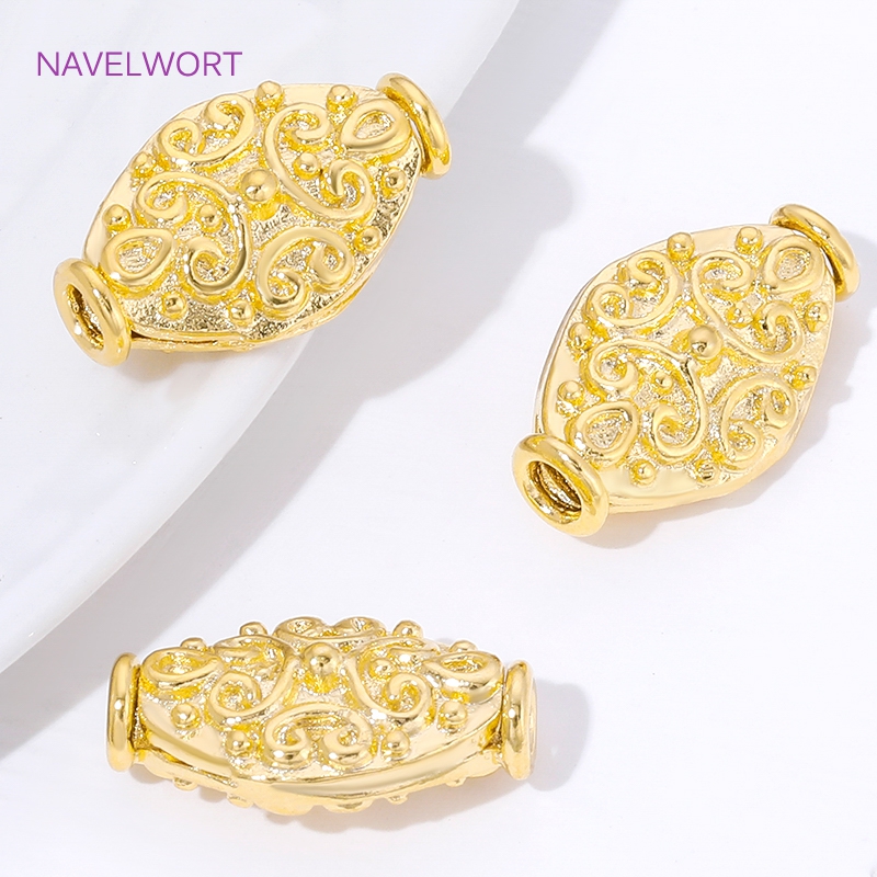 Jewelry Making Items - 18K Gold Plated Oval Loose Beads