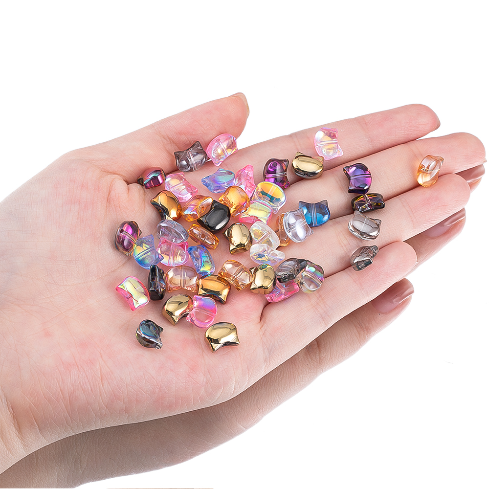 50pcs Colorful Cat Head Glass  - Jewelry Making Jig 리뷰 및 가격
