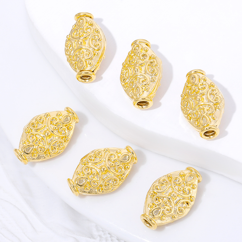 18K Gold Plated Oval Loose Bea - Jewelry Making Items 리뷰 및 가격