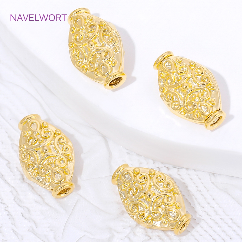 18K Gold Plated Oval Loose Bea - Jewelry Making Items 리뷰 및 가격