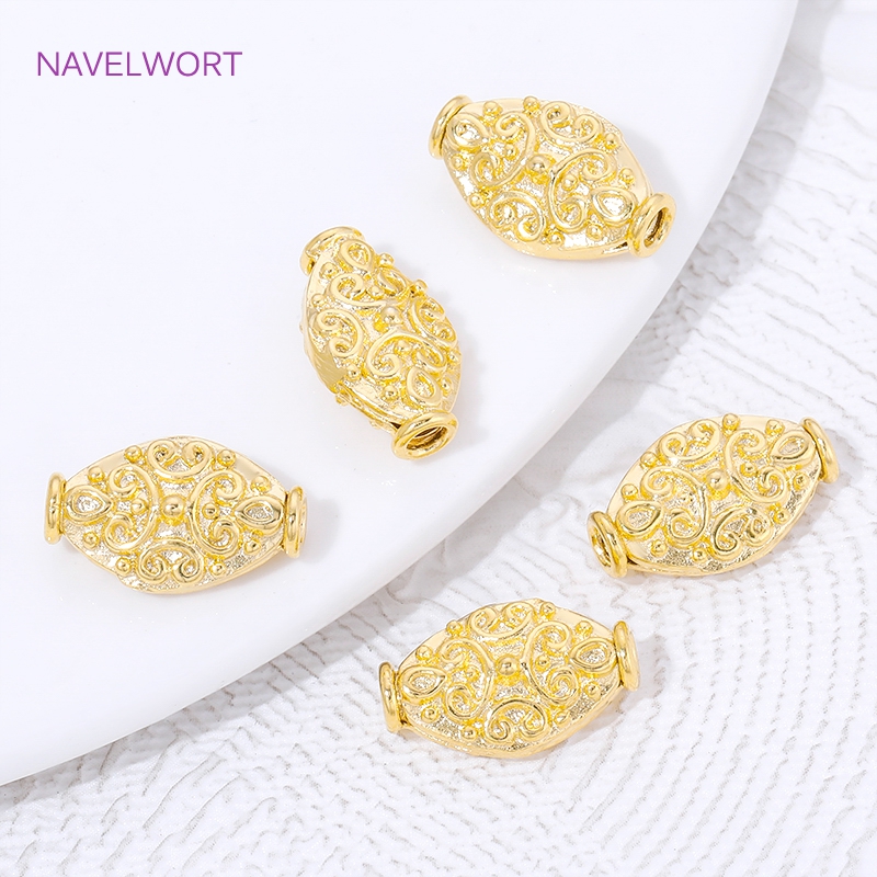 18K Gold Plated Oval Loose Bea - Jewelry Making Items 리뷰 및 가격
